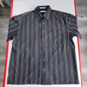 Geoffrey Beene button down shirt men's size L black with yellow stripes